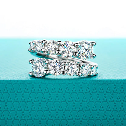 4.2cttw D Color Moissanite Wedding Engagement Band Ring 925 Silver Promise Band Rings for Women Jewelry Wholesale