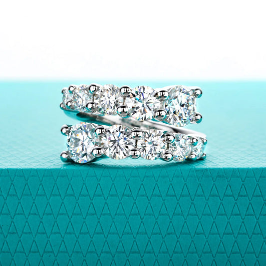 4.2cttw D Color Moissanite Wedding Engagement Band Ring 925 Silver Promise Band Rings for Women Jewelry Wholesale