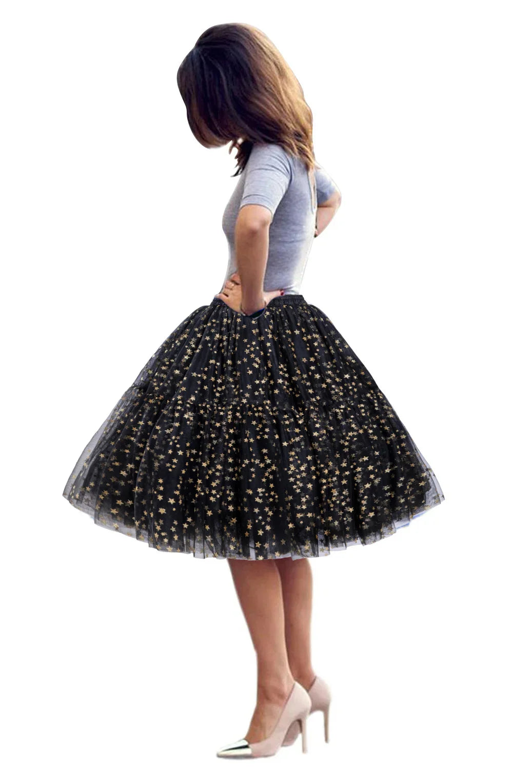 6 Layers Fluffy Ball Gown Women Short Skirts Knee Length Tutu Dress Underskirt Soft Tulle Petticoat for Club Cosplay Marathon