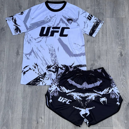 Top UFC Boxing Set Men Women's Oversized Breathable Speed Drying Sports Set MMA Fighting Training Running Short Sleeved Shorts