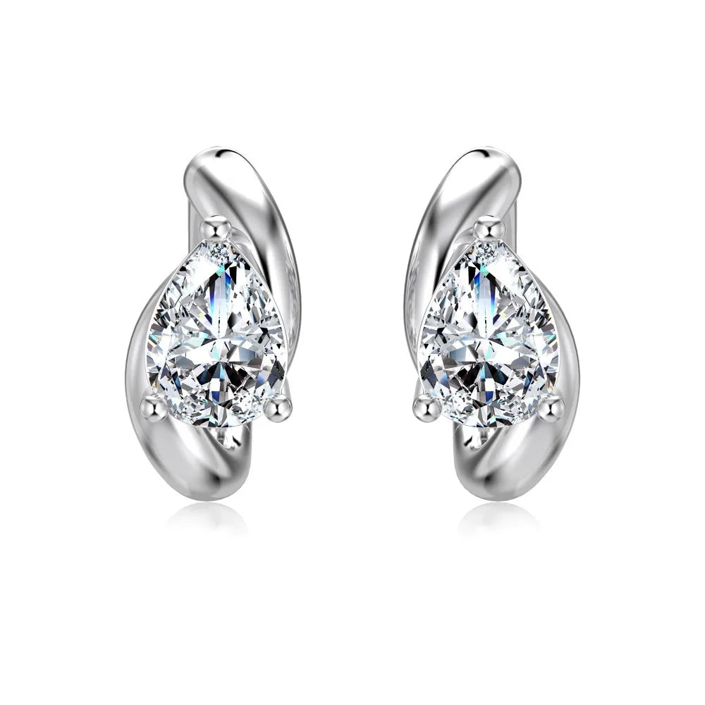 1.6cttw Waterdrop Moissanite Huggies Hoop Earrings with Certificates 925 Sterling Silver Pear Cut Diamond Earring for Women Men
