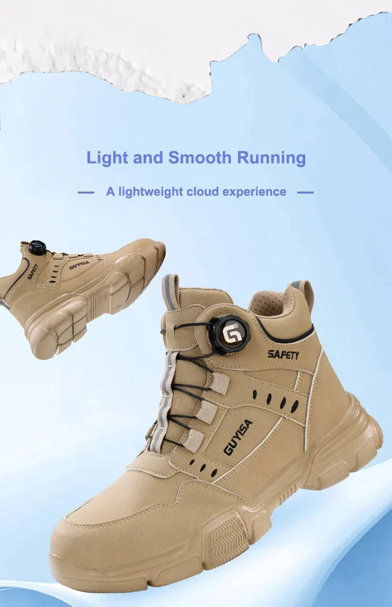 Men's Rotating Button Anti-Smash Anti-puncture Steel toe work Safety Shoes Men Work Boots Protective Women Sneakers Shoes