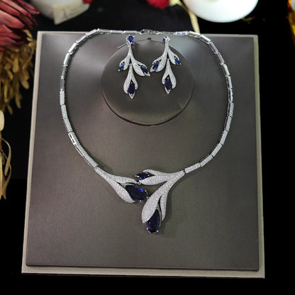 Unique Design Tulip Necklace Earrings New Fashion Europe Bridal Jewelry Set Women's Wedding Party Accessories