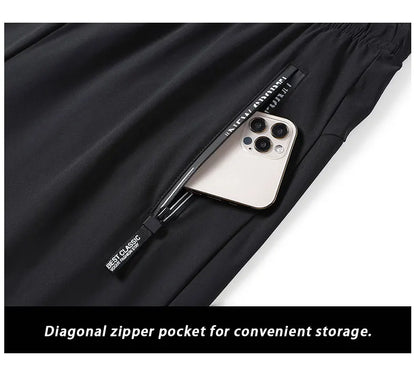 Breathable Elastic Men Running Sport Pants Ice Silk Jogging Thin Sweatpants Casual Outdoor Training Gym Fitness Trousers 8XL