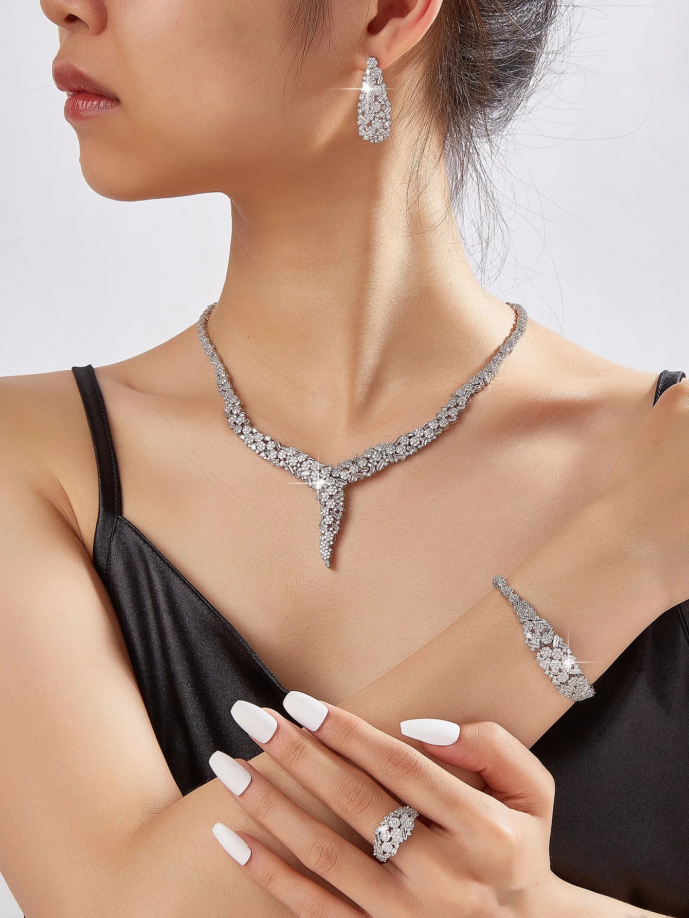 2025 Luxury Saudia Bridal Full CZ Crystal Zirconia 4pcs Jewelry Sets For Women Dinner Party Wedding Necklace Sets