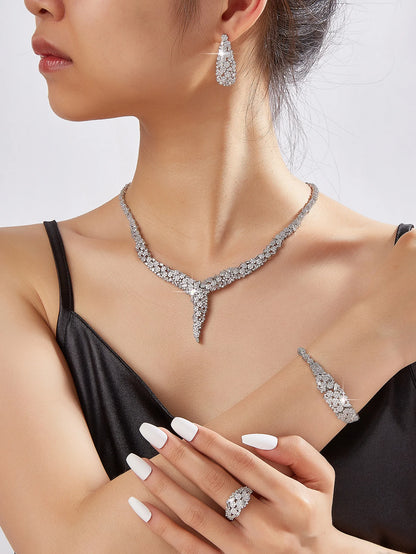 2025 Luxury Saudia Bridal Full CZ Crystal Zirconia 4pcs Jewelry Sets For Women Dinner Party Wedding Necklace Sets