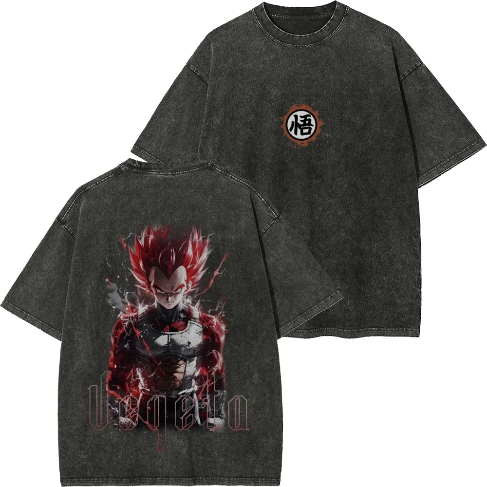 Retro Washed T-shirt Wukong Demon Man Buou Pure Cotton Cartoon Men's and Women's Animation Short-sleeved Clothing