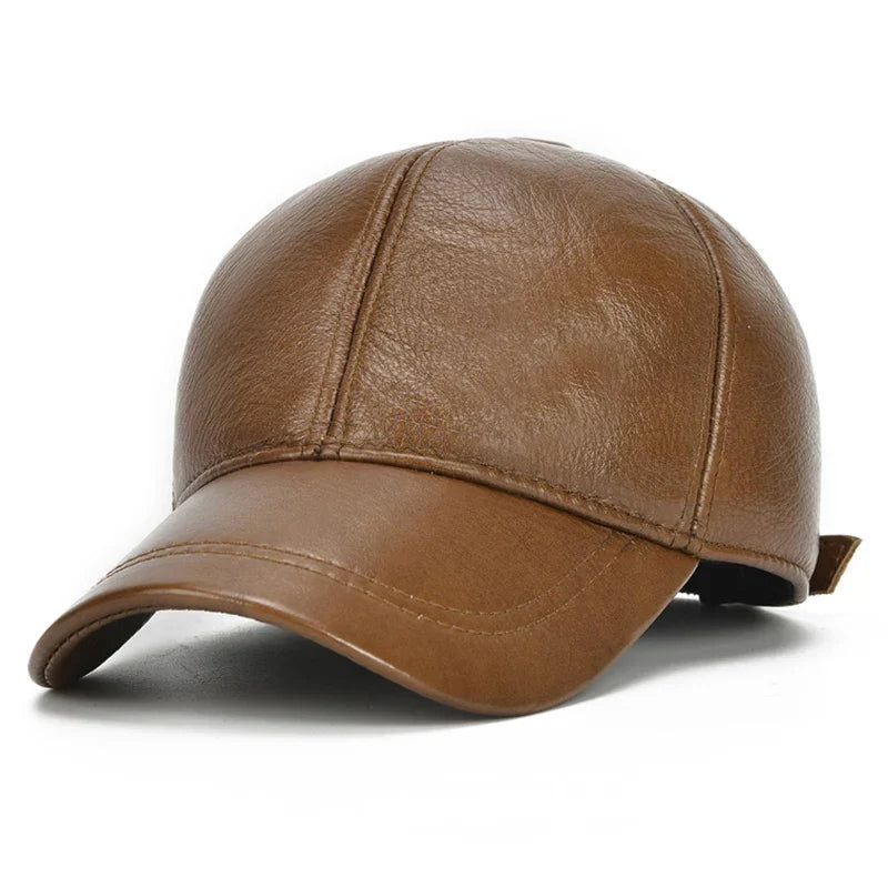 2026 Adjustable Men's Genuine Cowhide Leather Baseball Cap for Fall Winter Outdoor Sports Hat Men Real Cowhide Leather Caps