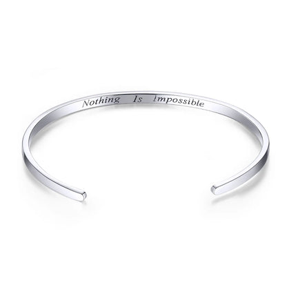 Engrave Courage Bangle "Nothing is impossible" Fashion Hot Sale 925 Sterling Silver Jewelry for Man and Women SCB160