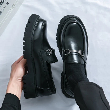 Men’s Thick-Sole Slip-On Loafers – Pointed Toe Casual & Formal Dress Shoes