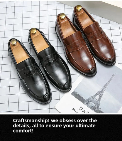 Men's Dress Shoes Trend Casual Business Leather Shoes For Men Classic Slip On Formal Social Wedding Leather Shoes Men Loafers