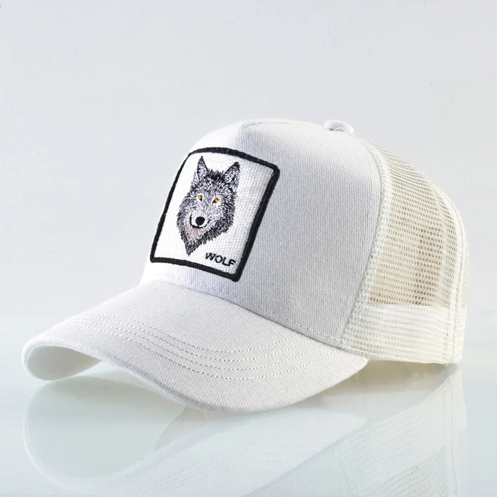 Trucker Cap Men's Breathable Mesh Baseball Caps For Women Outdoor Casual Baseball Hat With Wolf Embroidery Patch