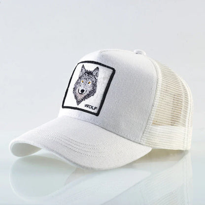 Trucker Cap Men's Breathable Mesh Baseball Caps For Women Outdoor Casual Baseball Hat With Wolf Embroidery Patch