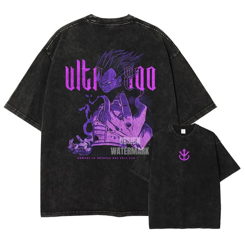 Oversized T-shirt High Quality 100% Cotton Vegeta Ultra Ego Front and Back Print Unisex Casual