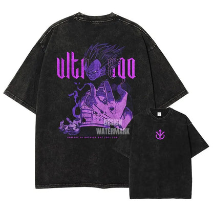 Oversized T-shirt High Quality 100% Cotton Vegeta Ultra Ego Front and Back Print Unisex Casual