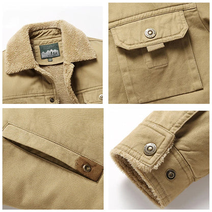 Men 2025 Winter New Fleece Thick Warm Jacket Men Fashion Casual Windproof Coat Men Autumn Outwear Outdoor Fur Collar Jacket Men
