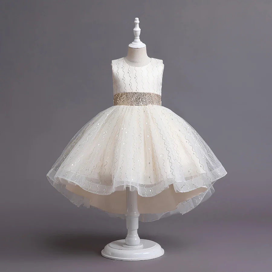 Summer Children's Wedding Celebration Party Evening Dress Sleeveless Sequins Formal Ball Birthday Party Girl Princess Dress