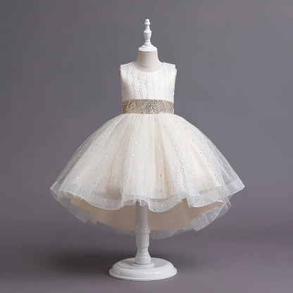 Summer Children's Wedding Celebration Party Evening Dress Sleeveless Sequins Formal Ball Birthday Party Girl Princess Dress