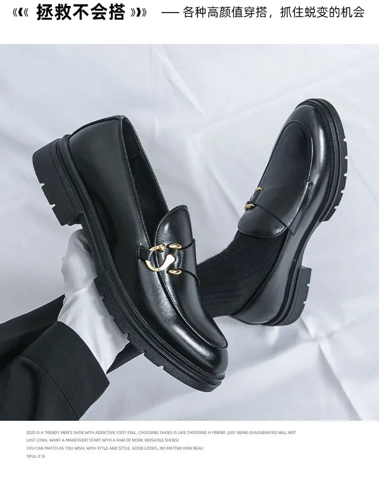 Men's Leather Loafers Slip On Office Casual Business Leather Shoes For Men Wedding Oxford Shoes Male Party Formal Derby Shoe Man