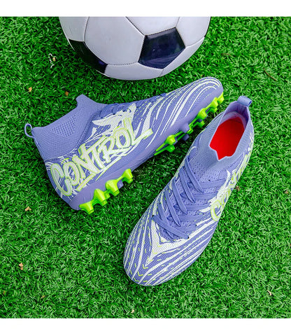 Unisex High-Top Soccer Cleats Non-Slip Football Boots Breathable Training Outdoor Grass Sneakers Men Women Professional Match