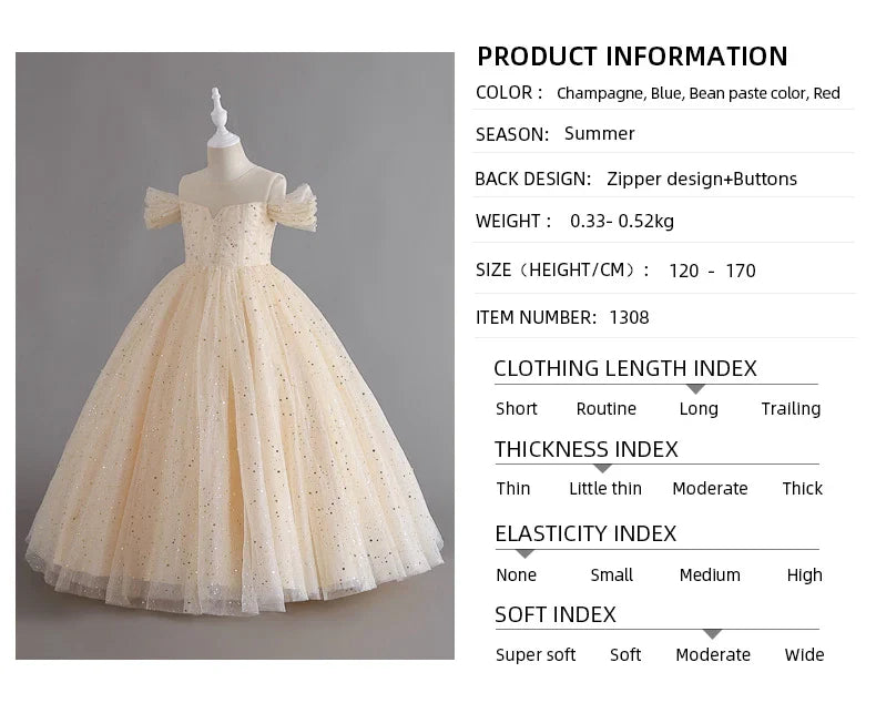 1308 Baby Dresses For Eid 2023 Girls' Sleeveless Mesh Puffy Princess Length Rainbow Skirt Dinner Piano Performance