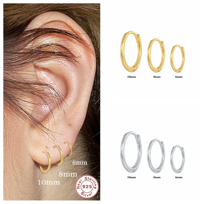 100% Real S925 Sterling Silver Jewerl Hoop Earrings For Women Girls Trendy O Shape Round Cirle Earring orecchini donna joyeria