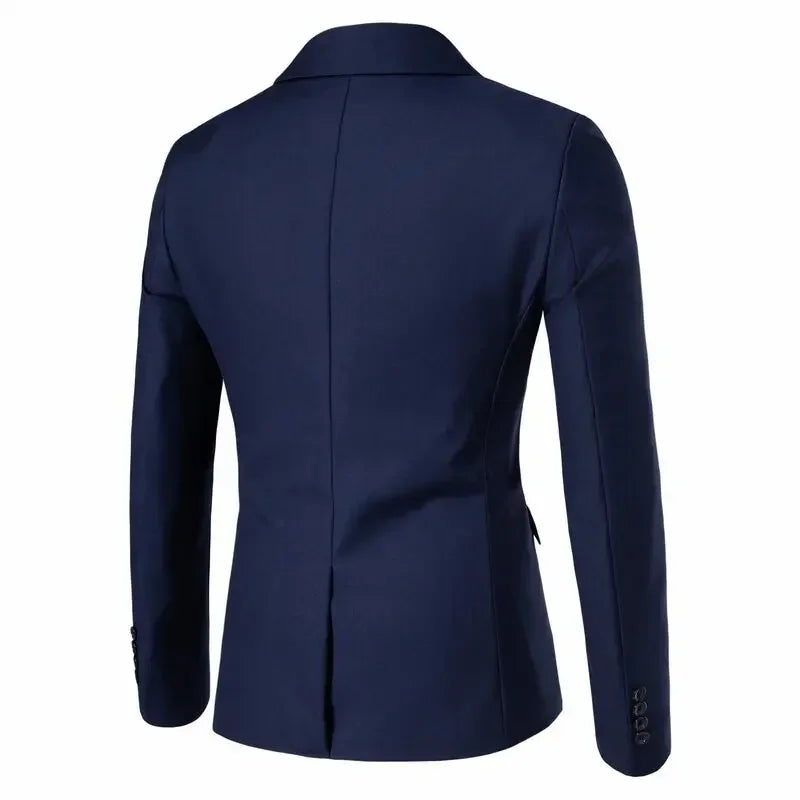 Suit Men's (Blazer+ Vest + Trousers) Fashionable Business Solid-color Wedding British-style Workwear, Casual Performance Suit
