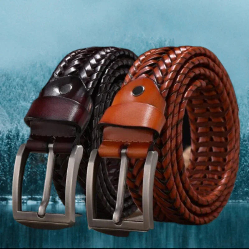 New Braided Belt for Men's Woven Belt Luxury Genuine Leather Cow Straps Hand Knitted Designer Men for Jeans Girdle Male Belts