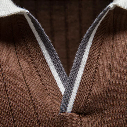 Men's Polo Shirt 100% Cotton Soft Skin Friendly Solid Color Collar Elegant Casual Old Money Style Men Clothing
