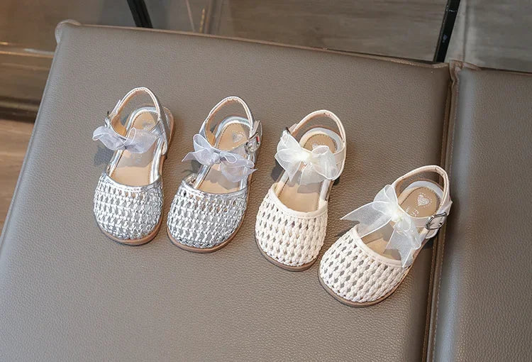 Kids Girls Shoes Children's Woven Sandals New Summer Popular Roman Shoes Children's Soft-soled Princess Shoes