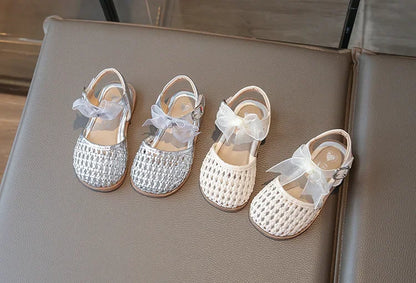 Kids Girls Shoes Children's Woven Sandals New Summer Popular Roman Shoes Children's Soft-soled Princess Shoes