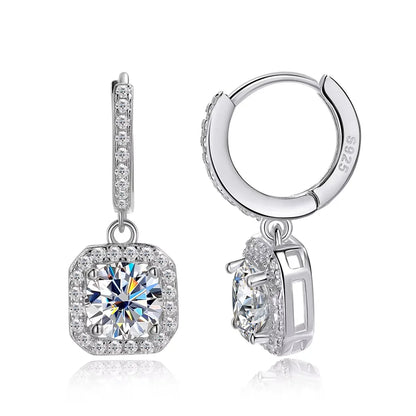 D Color Moissanite Earring 925 Sterling Sliver Plated with White Gold Earring for Women Wedding Engagement Fine Jewelry