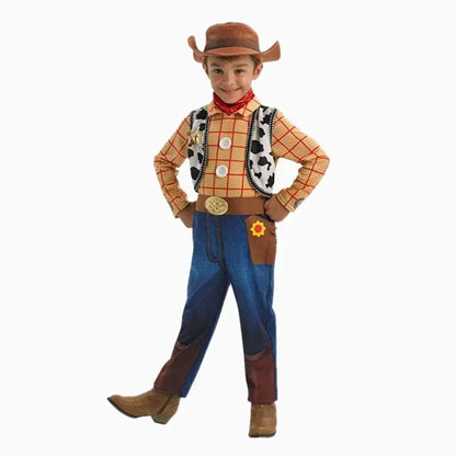 4-12Y Boys Cowboy Woody Cospaly Costume Anime Character Adventure Costume Halloween Kids Performance Costume