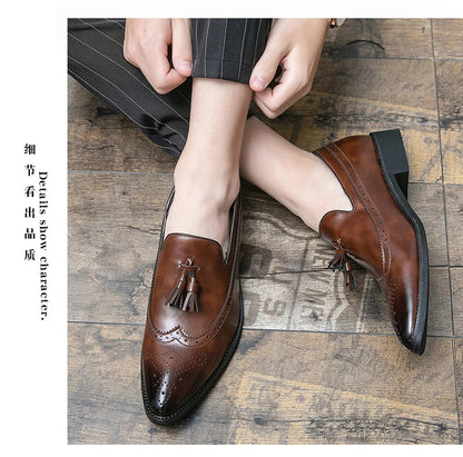 Dress Shoes Men Tassel Formal Leather Shoes Male Classic Social Casual Business Brogue Shoes Wedding Party Leather Loafers Male