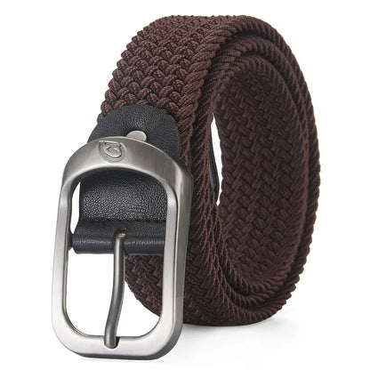 Unisex Woven Elastic Belt Men Luxury Women Belt Designer Men Alloy Pin Buckle Waist Straps Belts No Hole Cinturones Luxury Mujer