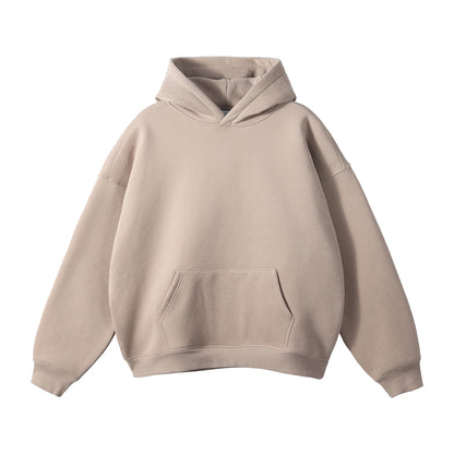 Thick 350gsm Fleece Hooded Hoodies For Men Unisex Winter Oversized Loose Basic Solid Sweatshirts Pullovers Coats HY0631