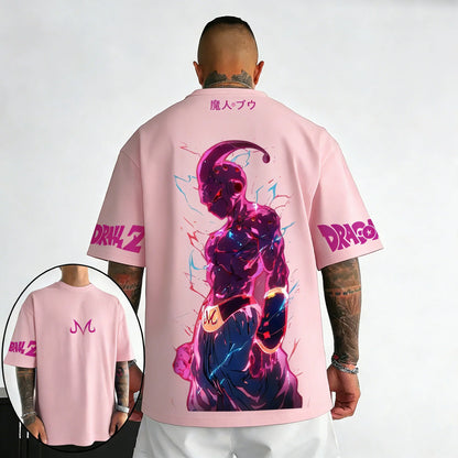 T-shirt Summer New Majin Buu Creative Printed Men's Harajuku Large Loose Casual Parent Child Top