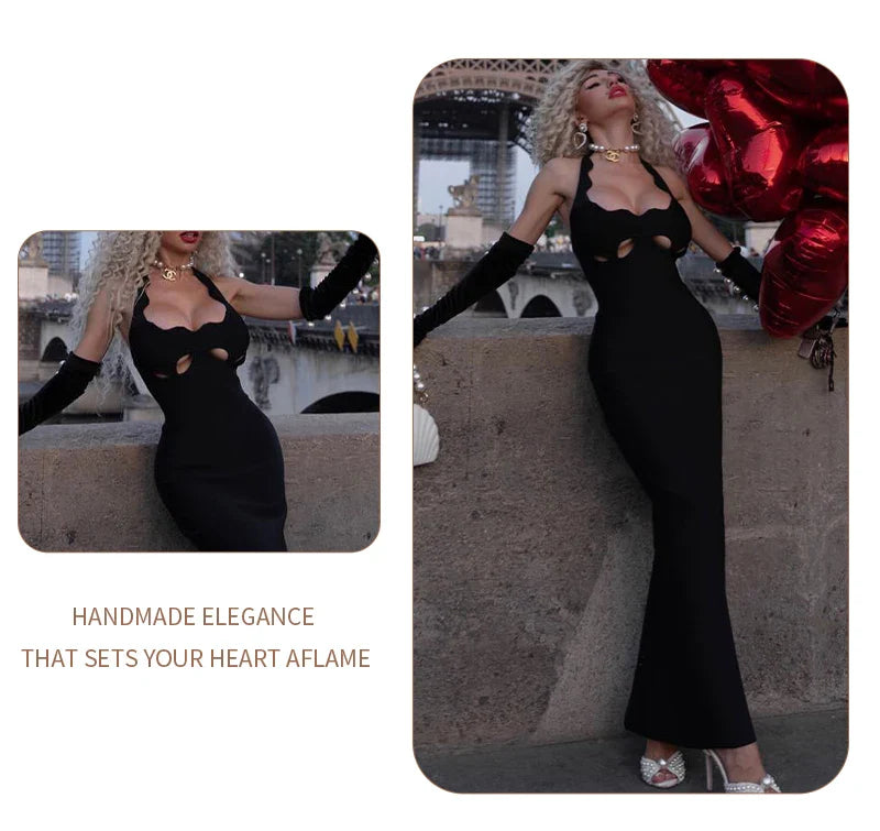 Black Halter Elegant Dress For Women 2025 New Summer Evening Party Celebrity Bodycon Long Dress Red Brown Prom Vestido