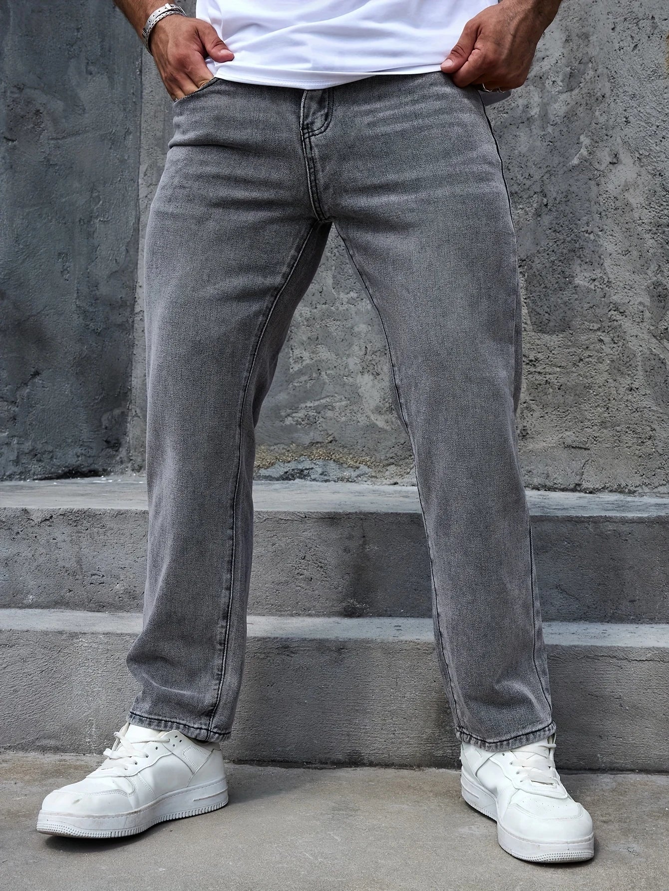 Calça Jeans Masculina Casual 2025 cinza regular-fit Calças versáteis Conforto para todas as estações tamanho UE 44-52 EUA 34-42