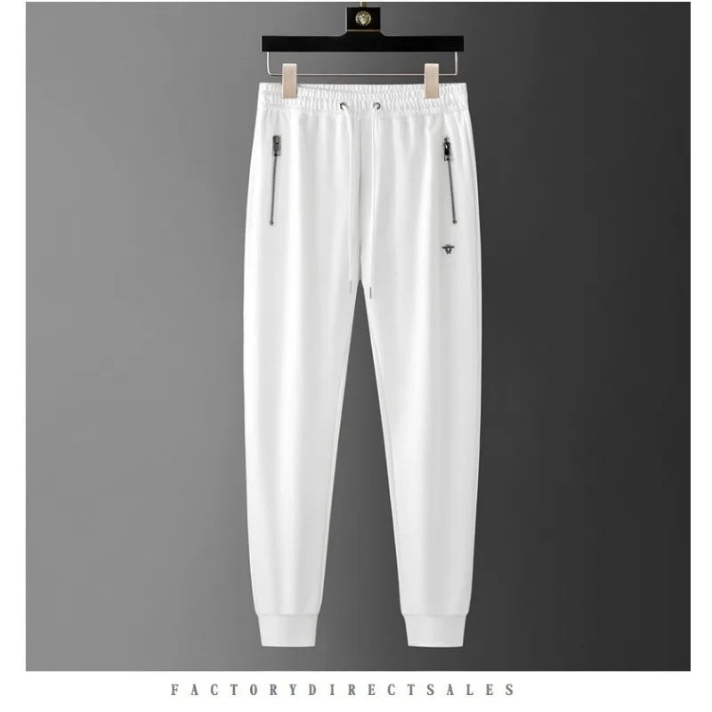 Spring Autumn Men's Sets Luxury Bee Printed Zipper Sweatshirt Solid Color Leisure Sports Elastic Wasit Pants Man Suits