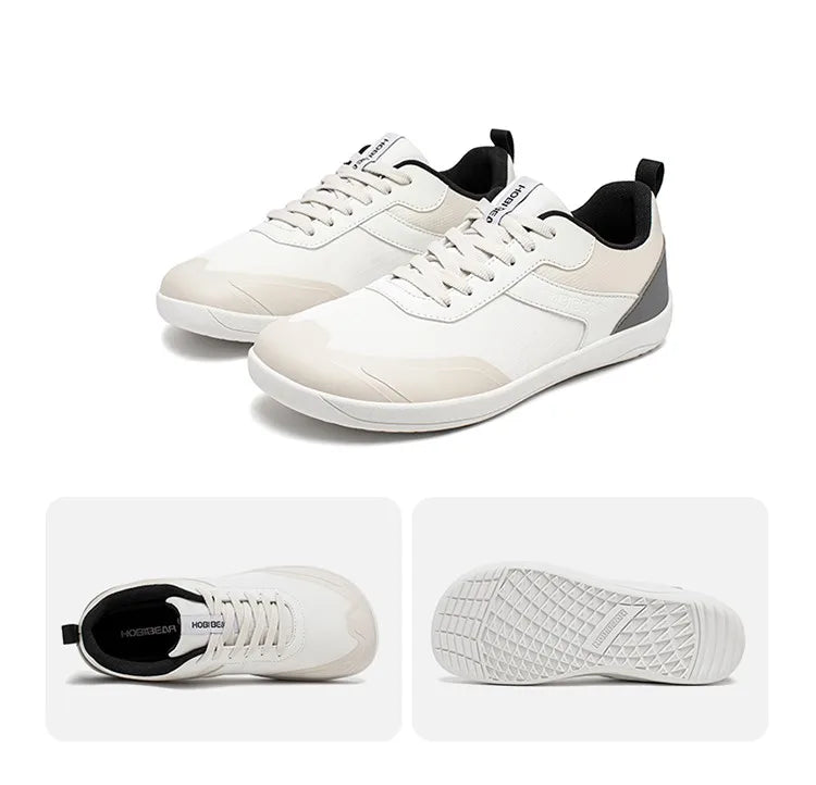 Wide Toe Shoes Mens Womens Minimalist Mesh Artificial Leather Sneakers Lace Up Lightweight Breathable Walking Shoes