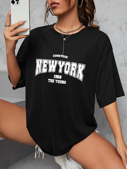 Quando 1968 A Nova Iorque É Jovem Camisetas Femininas De Algodão Oversize Camisetas Diárias Criatividade Roupa Casual Individual De Rua