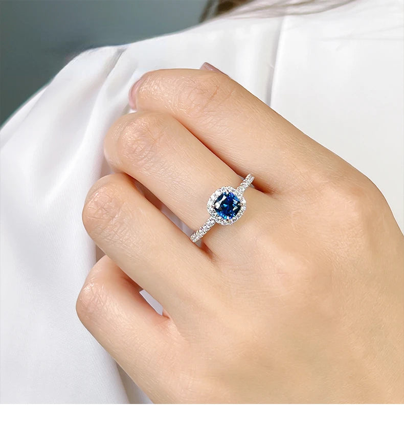 European and American retro princess square 925 silver ring inlaid with high carbon diamonds niche light luxury, daily exquisite