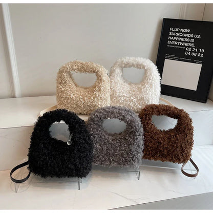 Plush Sweet Shoulder Bags for Women Cute Autumn and Winter 2025 New Versatile Fashion Large Capacity Women's Handbags