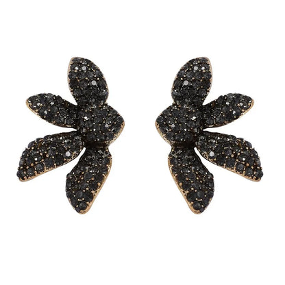 Vintage Gothic Black Rhinestone Flower Earrings for Women Fashion Holiday Party Jewelry Gifts New