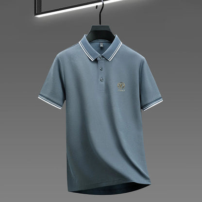 100% pure cotton men's polo shirt high-end brand unique letter printed short sleeve summer new comfortable casual lapel T-shirt