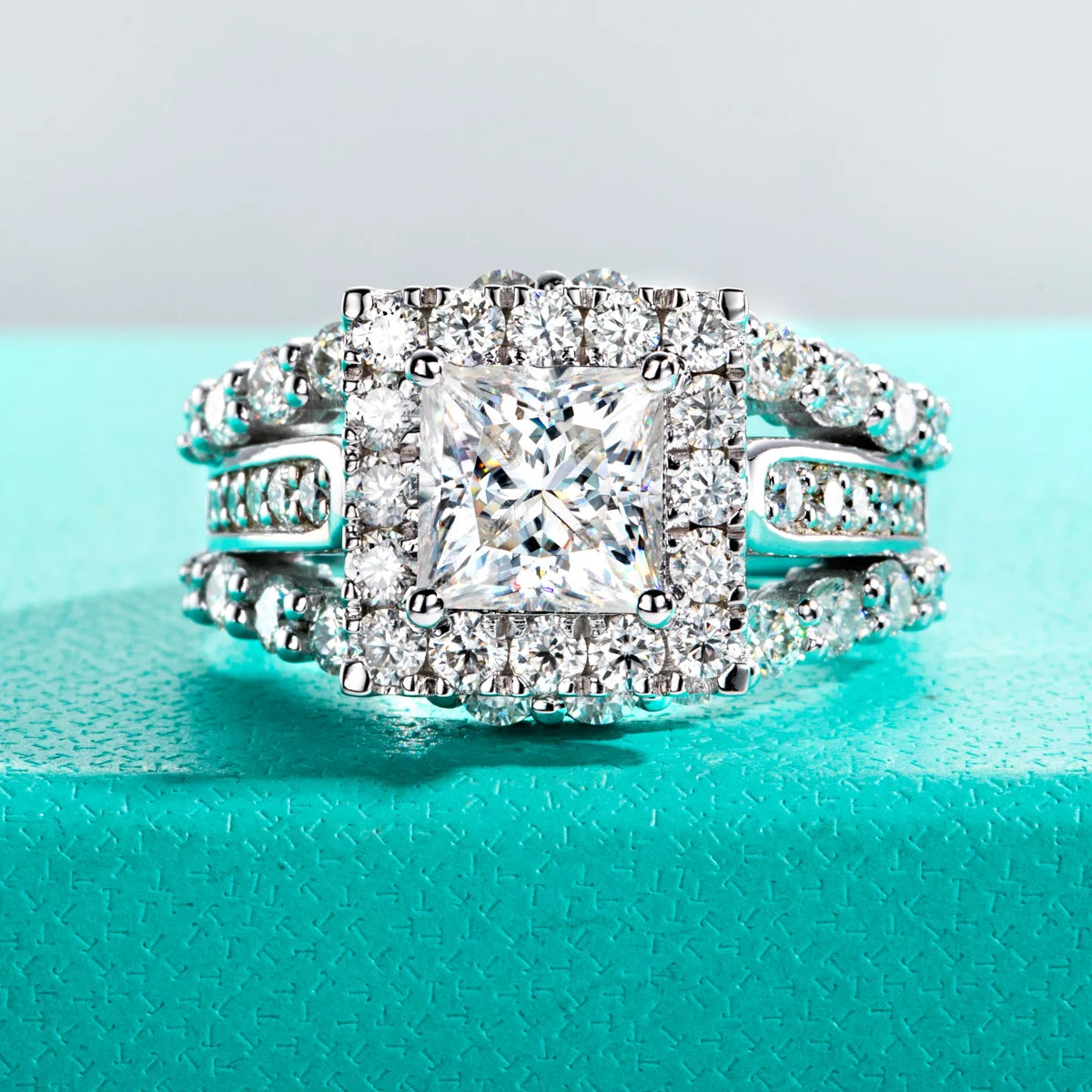Princess Cut Moissanite Engagement Ring 3.884cttw D Color 925 Sterling Silver Luxurious Women's Jewelry Birthday gifts