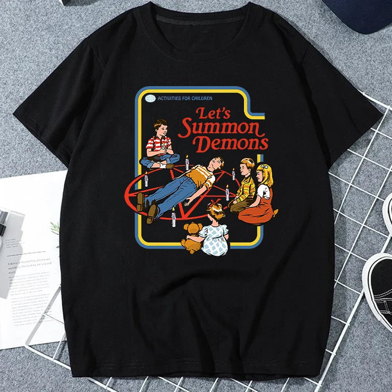 Let's Sacrifice Toby Horror Satanist Graphic Tops Unique Creative Cartoon Streetwear Unisex Scary Short-sleev Tee Ropa Hombre