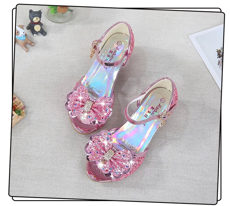 Girls High Heels For Kids Princess Leather Sandals Children Halloween Cosplay Party Wedding Dancing Shoes Fashion Crystal Shoes