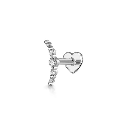1PC 925 Sterling Silver Crown Horse Eye Zircon Heart Flat Head Cartilage Piercing Stud Earring For Women Claasic Earring